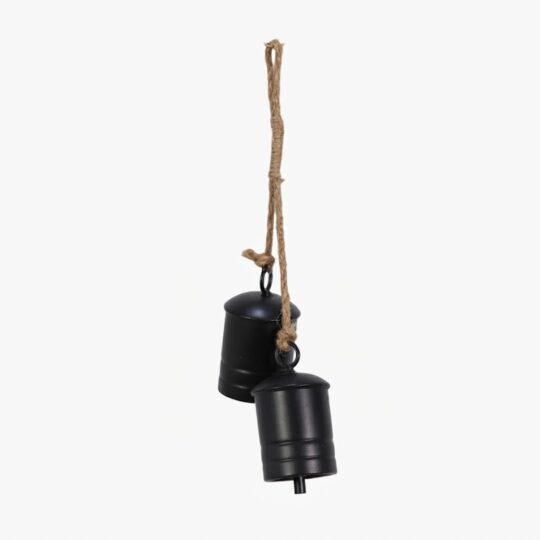 Metal Hanging 4" Canbells x2 15" - Black