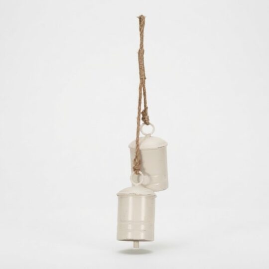 Metal Hanging 4" Canbells x2 15" - White