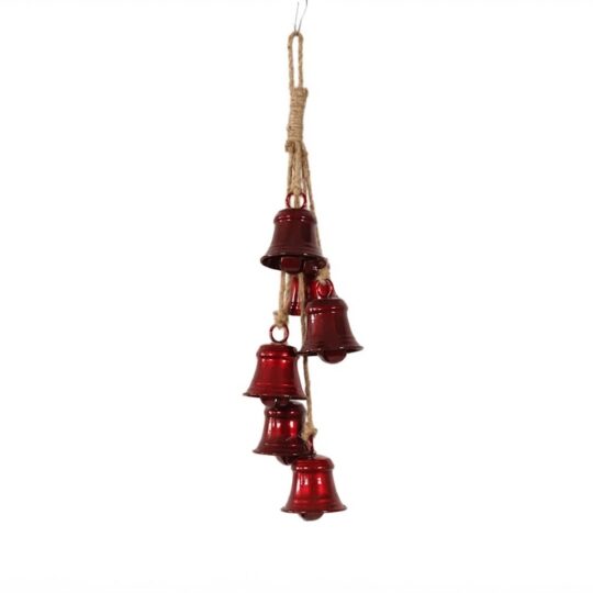 Metal 22" Hanging 3" Bells x6 - Burgundy