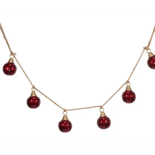 Metal 4" Bells x6 Garland 4.5' - Burgundy