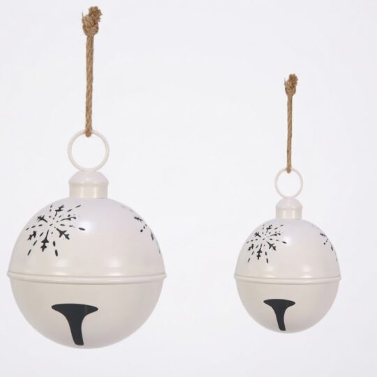 Set of 2 Metal Bell with Snowflake Cut Out 16"/20" / White