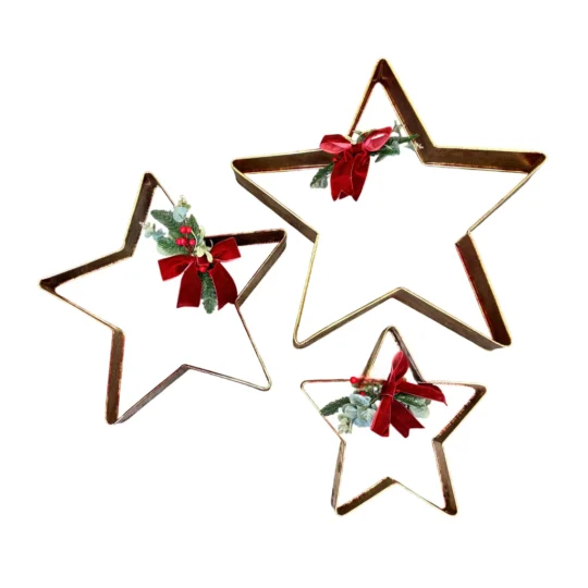 Set of 3 Star Cookie Cutter 16"/22"/28" - Antique Gold