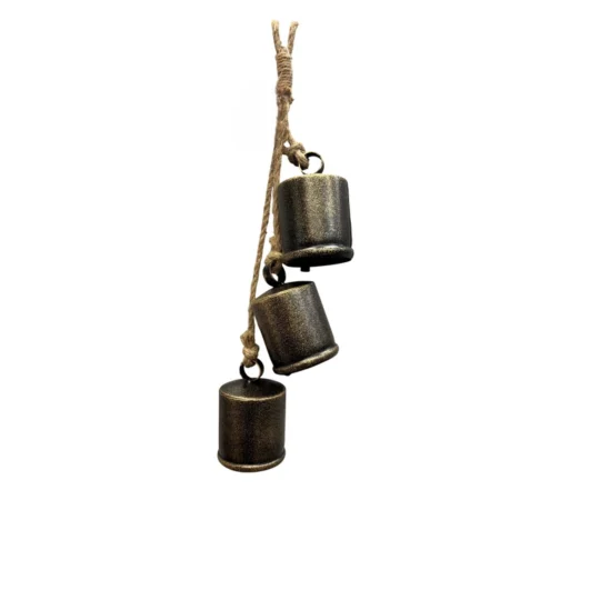 Metal 4" Can Bells x3 Hanger 13" - Gold
