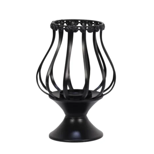 Metal Candle Holder 11"H - Black