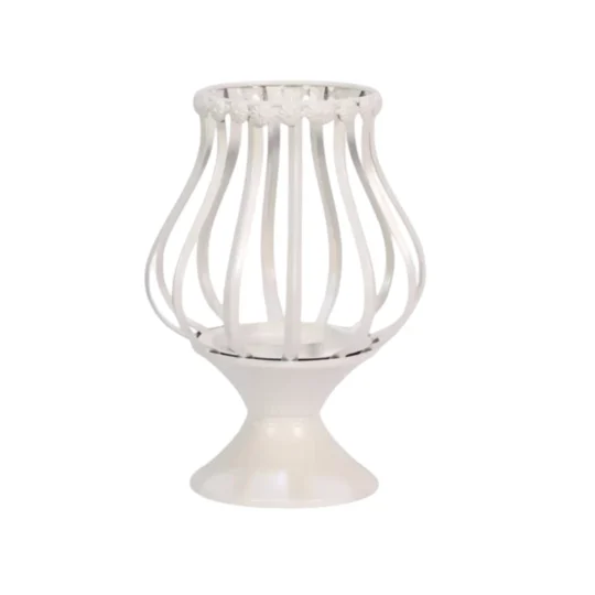 Metal Candle Holder 11"H - White