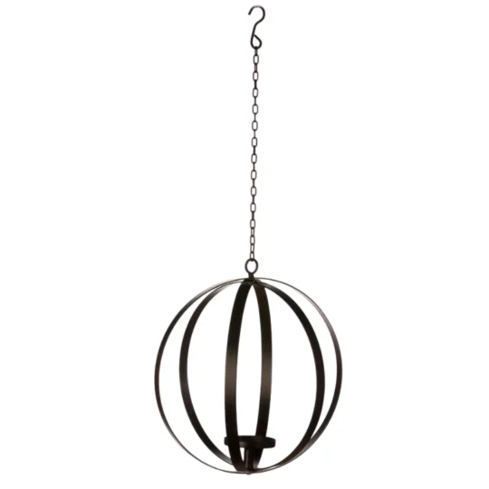 Metal Foldable Orb with Candle Holder 16" - Black