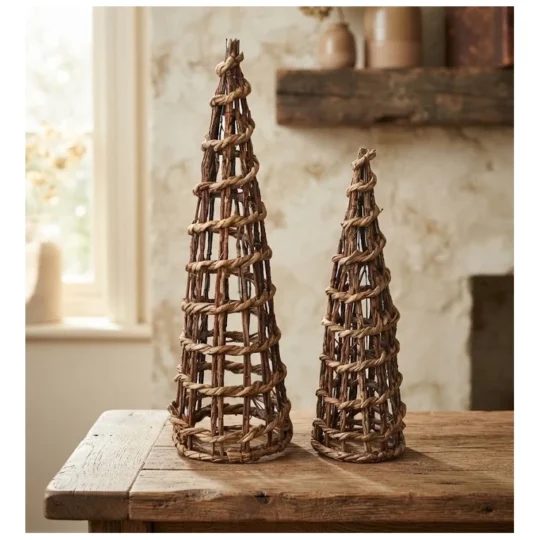 Set of 2 Grapevine Cone 18"/24" - Brown