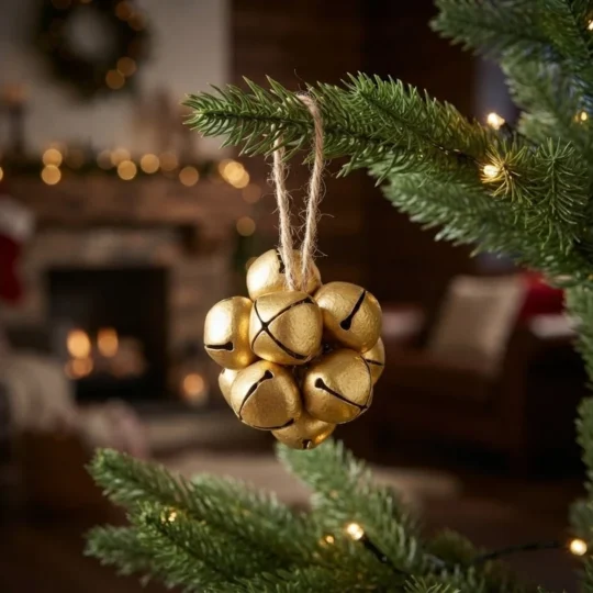 Metal Bell Cluster Ball 3" - Gold