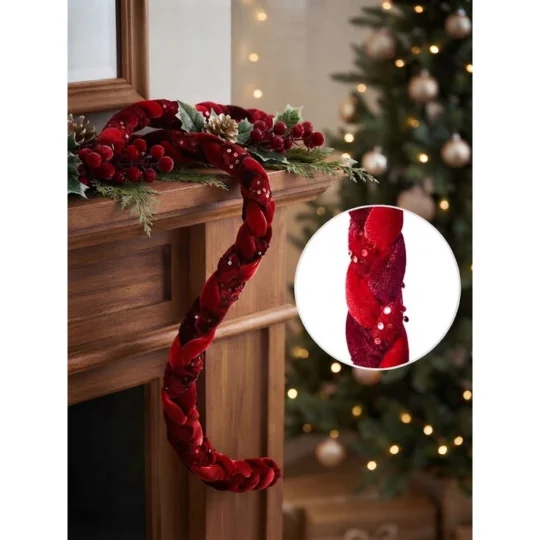Velvet Braided Roping 5' - Red